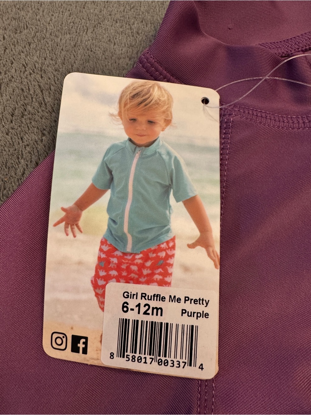 Brand New Ruffle Rash Guard Two-Piece Swim Set - Purple - Picture 5 of 10